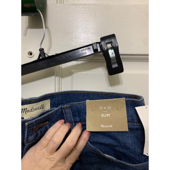 Madewell Jeans Mens 33X32 Slim Straight Medium Dark Wash NWT - Picture 3 of 5